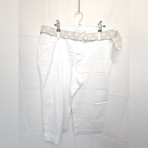 Lee White Denim Capris with Polka Dot Detail Belt NWOT